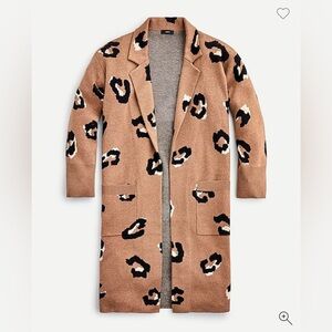 J. Crew Ella open-front long sweater-blazer in cheetah | Size Small